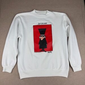 Vintage Hanes Sweatshirt Mens M White Murray Joy To The World Cartoon USA 1991